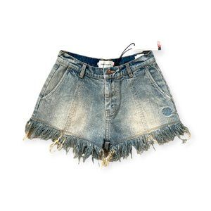 Honor The Gift Denim Fringe Shorts Light Indigo Size XS